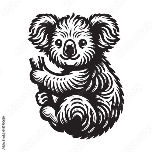 Clean koala silhouette vector ideal for professional digital artwork – koala silhouette – koala vector – koala illustration – silhouette of koala

