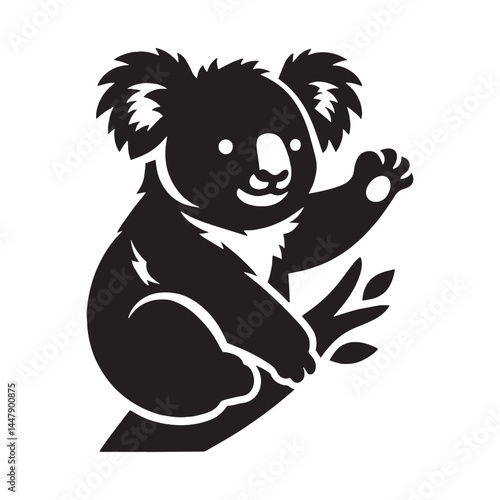 Bold-edged koala silhouette vector perfect for premium visual formats – koala silhouette – koala vector – koala illustration – silhouette of koala

