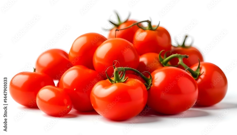 heap of clean wet cherry tomatoes isolated on white, fresh vegetables on white heap of clean wet cherry tomatoes isolated on white, fresh vegetables on white