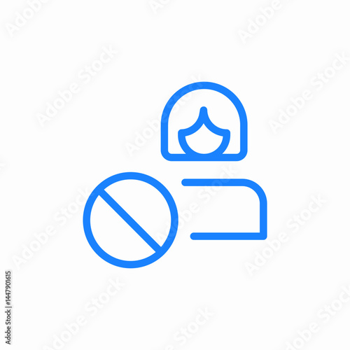 access denied female blue icon sign vector