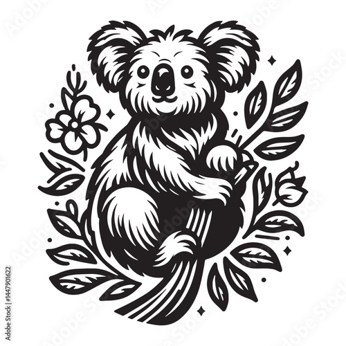 Refined koala silhouette vector designed for high-quality branding projects – koala silhouette – koala vector – koala illustration – silhouette of koala

