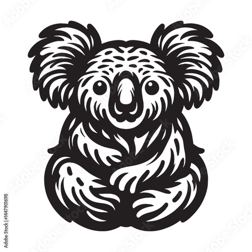 Soft-edged koala silhouette vector tailored for playful brand elements – koala silhouette – koala vector – koala illustration – silhouette of koala


