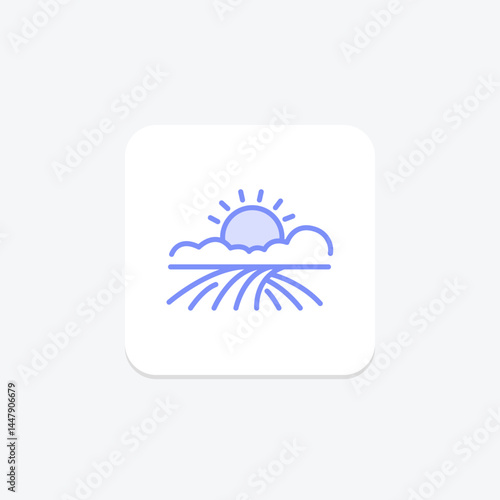 Sunset On Farmland, vector, pixel perfect, illustrator file