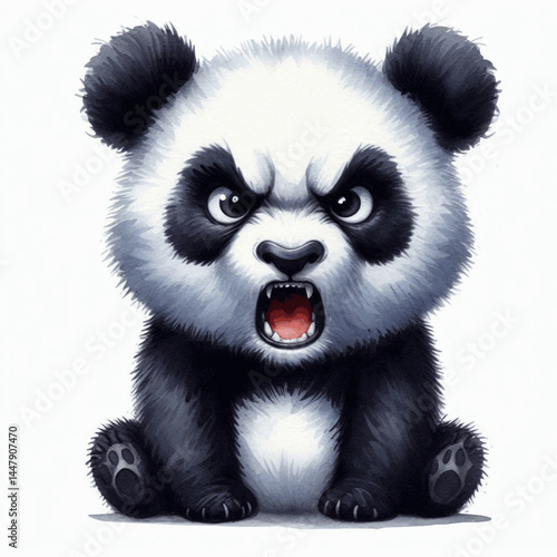 Stormwash Snarl panda angry isolated watercolor vector illustration svg  
