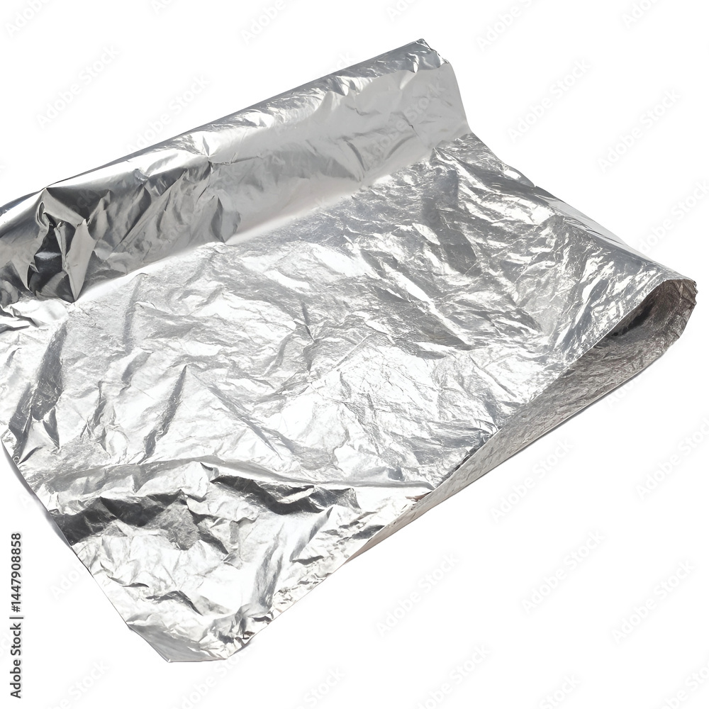 Naklejka premium wrapped crumpled plain aluminum foil sheet