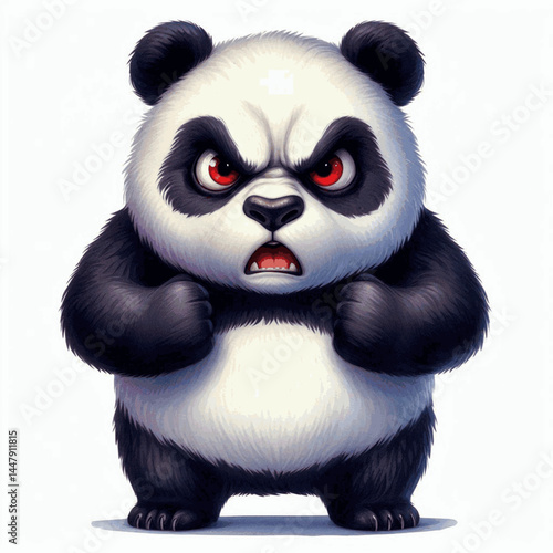 Bamboo Fury Flow panda angry isolated watercolor vector illustration svg  