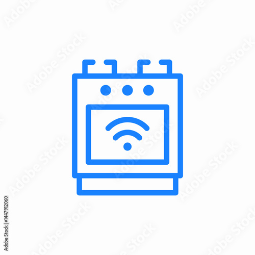 smart oven blue icon sign vector