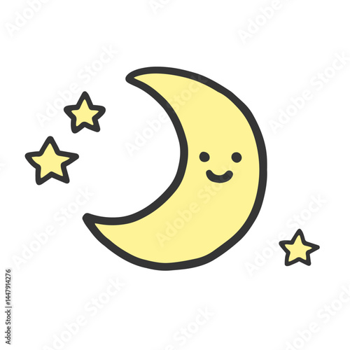 かわいい月と星のイラスト