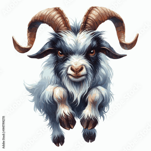 Snarlwash Storm goat angry isolated watercolor vector illustration svg  