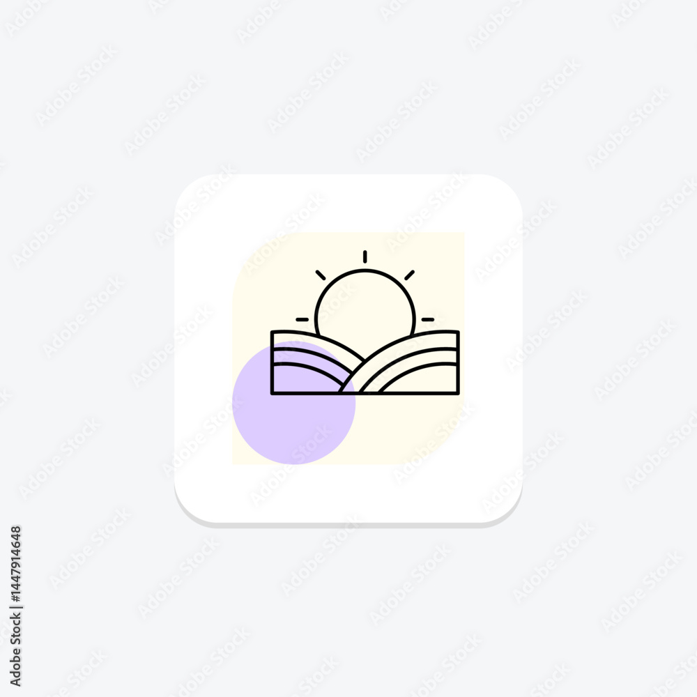 Sunrise Over Field, vector, pixel perfect, illustrator file Sunrise Over Field, vector, pixel perfect, illustrator file