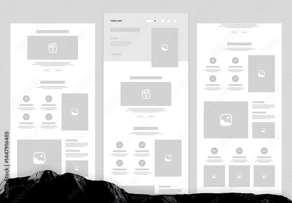 Wireframe Email Newsletter Layout Stock Template | Adobe Stock