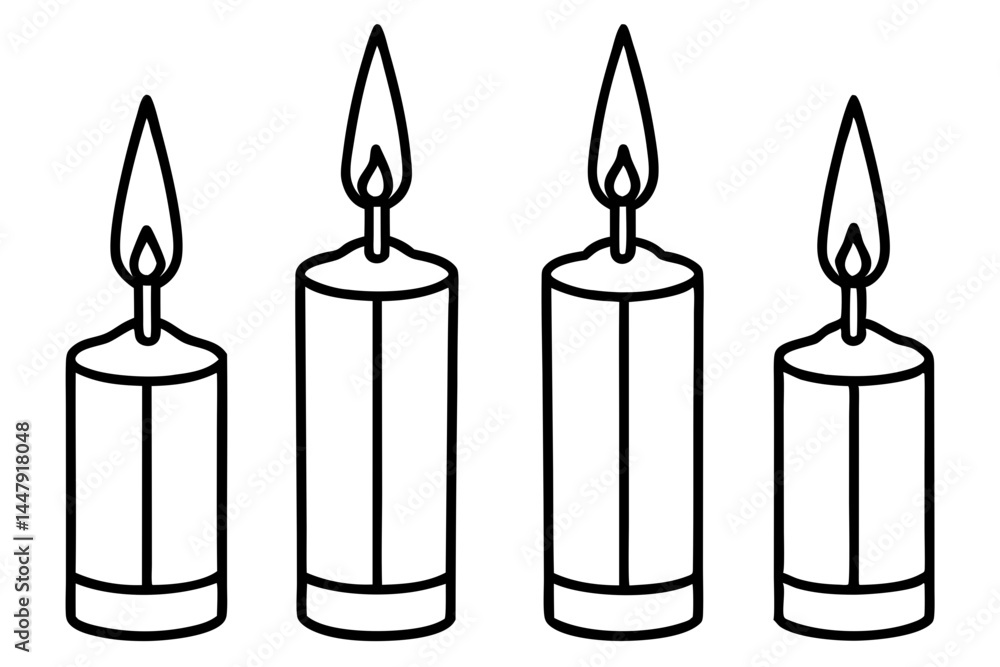 Hand-Drawn Candle Set Vector Illustration Hand-Drawn Candle Set Vector Illustration