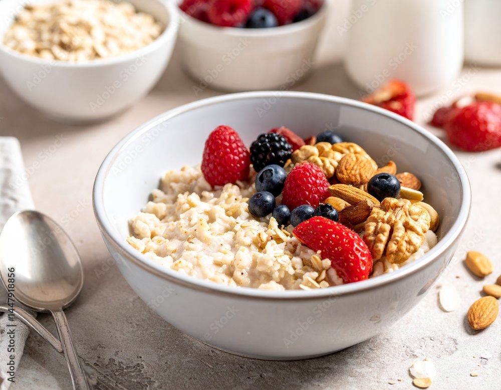Healthy Oatmeal with Fresh Berries – Perfect Morning Meal Healthy Oatmeal with Fresh Berries – Perfect Morning Meal