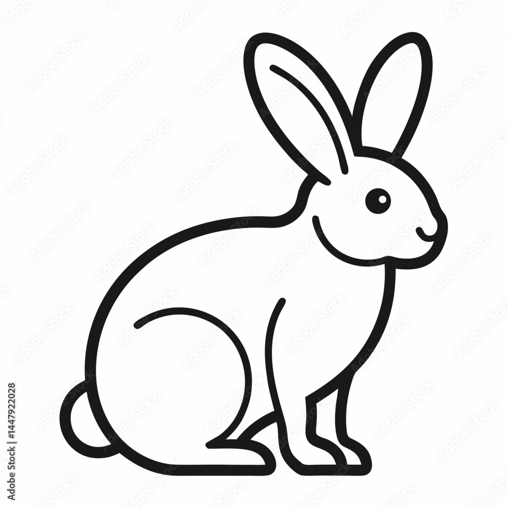 Rabbit vector outline icon on white background Rabbit vector outline icon on white background