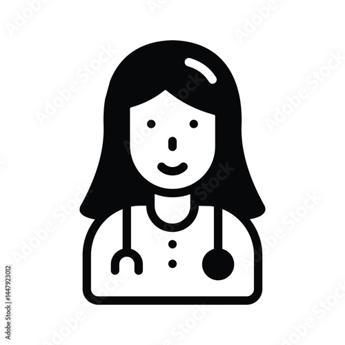 Here is an amazing glyph icon showing female doctor with stethoscope
