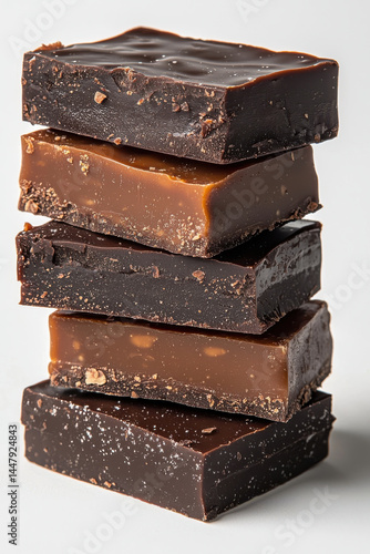 Delicious caramel and chocolate stacked in tall arrangement