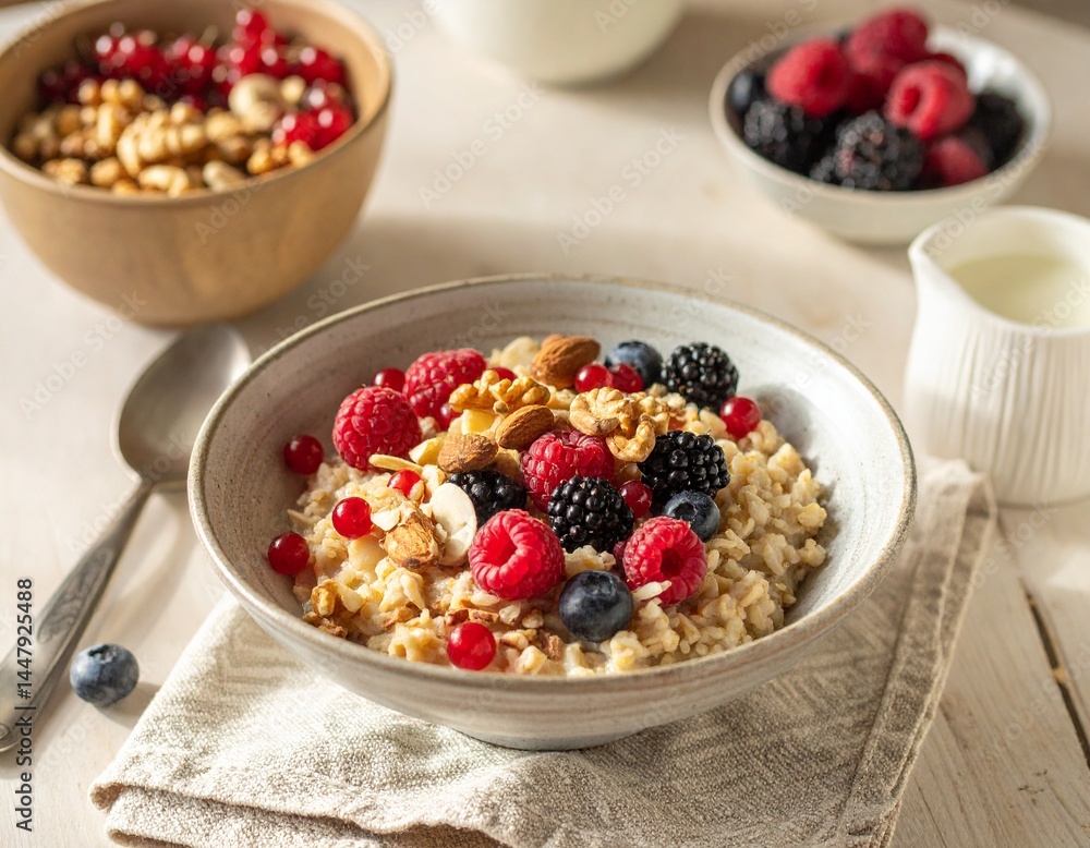 Nutritious Oatmeal with Fresh Berries – Perfect Healthy Breakfast Nutritious Oatmeal with Fresh Berries – Perfect Healthy Breakfast