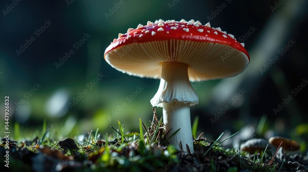 Fototapeta premium Enchanted Amanita Muscaria: A Mystical Forest Mushroom