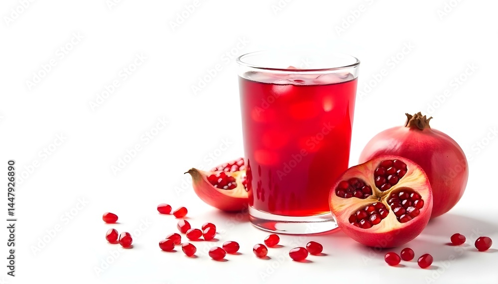 glass of pomegranate juice isolated on a white background glass of pomegranate juice isolated on a white background