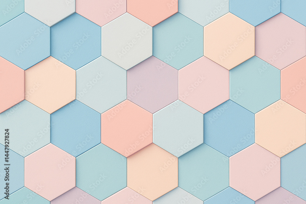 Seamless Pastel Hexagon Geometric Pattern with Soft Shadows for Background Design Seamless Pastel Hexagon Geometric Pattern with Soft Shadows for Background Design