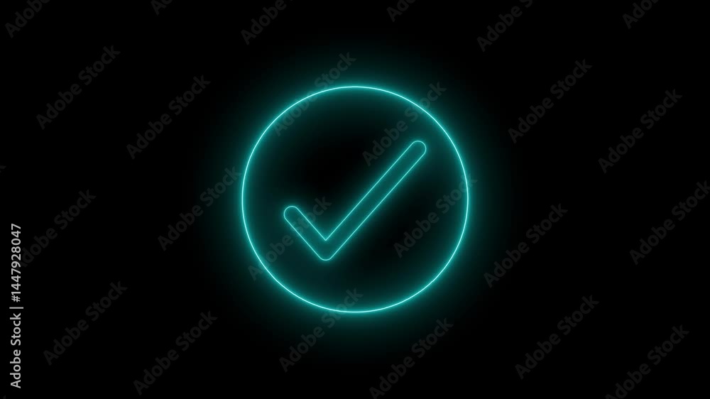 Neon Glow Outline Circle Check Mark Symbol Animation Design, Elegant Glowing Neon Outline Circle Check Mark Icon Animation Neon Glow Outline Circle Check Mark Symbol Animation Design, Elegant Glowing Neon Outline Circle Check Mark Icon Animation