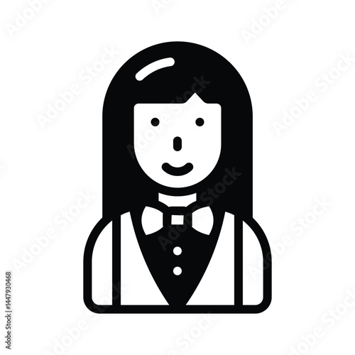 Creatively designed glyph icon showing waitress character