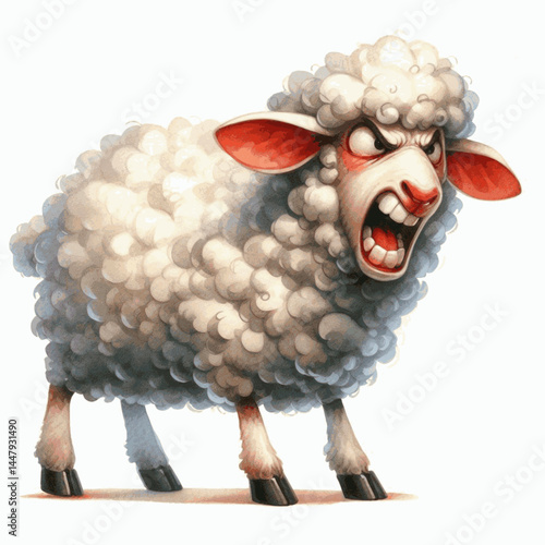 Stormy Pastures sheep angry isolated watercolor vector illustration svg  