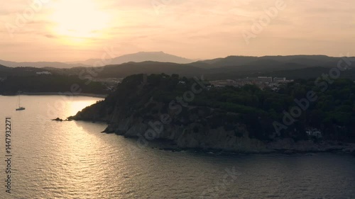 Coast line in in sunset at Lloret de Mar, Spain, Catalonia, Costa brava