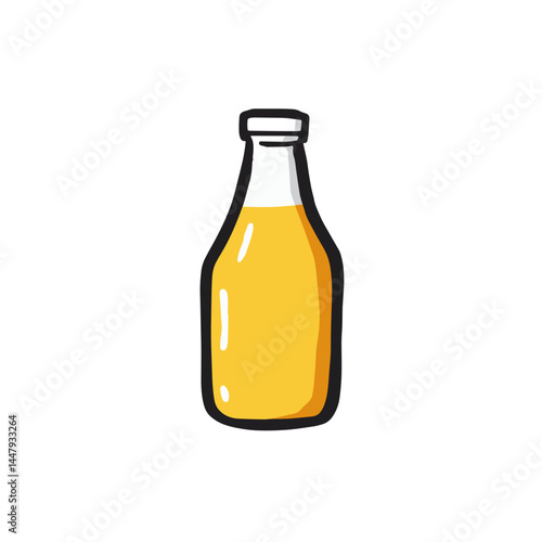 Illustration of a yellow juice bottle with a simple design and copy space