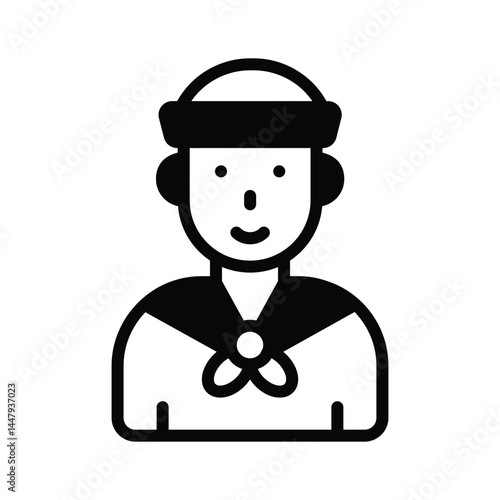 Sailor icon designed in glyph style, ready for premium use