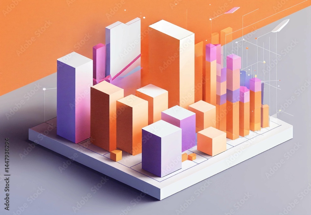 Fototapeta premium 3d business graph