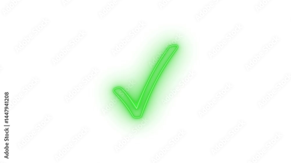Neon Simple Check Mark Animation with Glowing Effect Neon Simple Check Mark Animation with Glowing Effect