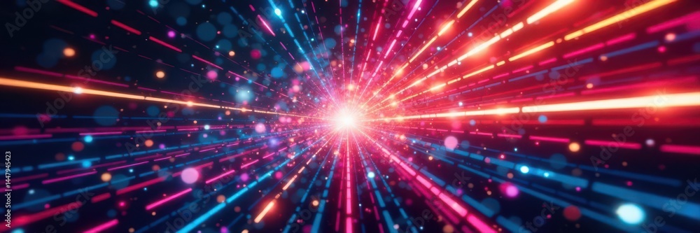 Obraz premium Colorful festive explosion with dynamic speed lines , radial, abstract, zoom