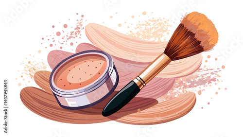 A gentle makeup brush kisses fine loose powder.
Minimalist elegance on a clean white canvas.
Delicate textures meet refined feminine grace.
Perfect for modern vector design in cosmetics.