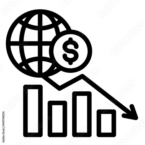 Economic Downturn  Icon Element For Design	