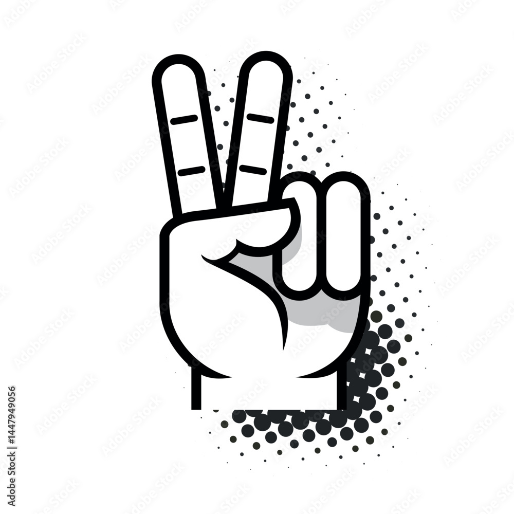 Obraz premium Finger gesture Peace or Victory. Vector icon on transparent background