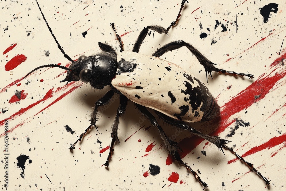 Insects crawling on skin - nightmares, bad dreams: abstract image of mental state. Eerie shadows. Insomnia terror. Deep fear. Metaphorical insects crawling on skin emotions of fear and despai.