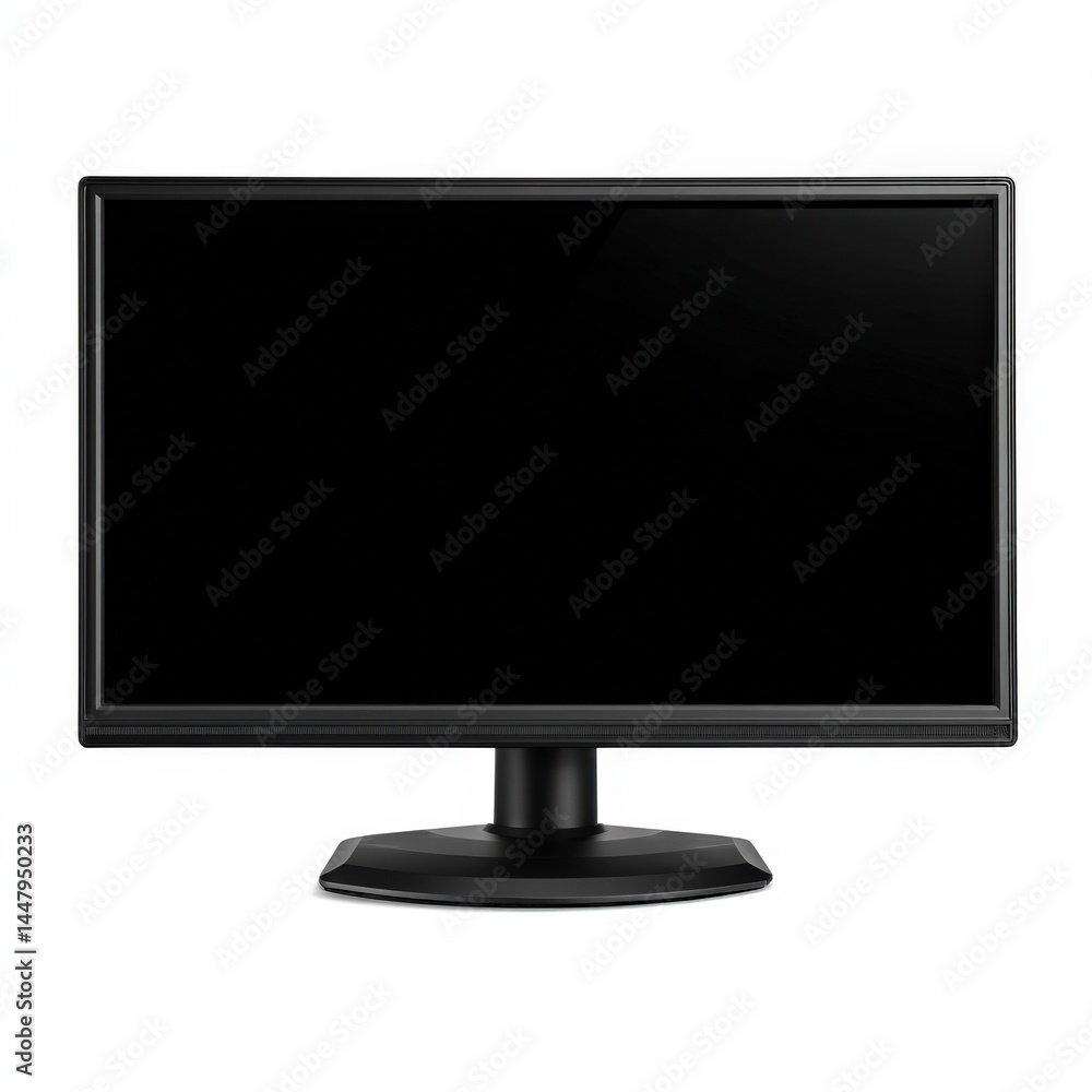 Modern Black LED Monitor Display Screen Isolated on White Background for Graphic Design and Mockups Modern Black LED Monitor Display Screen Isolated on White Background for Graphic Design and Mockups