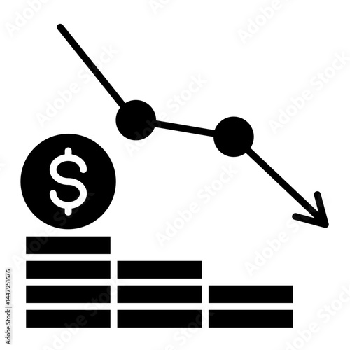 Profit Decline  Icon Element For Design	