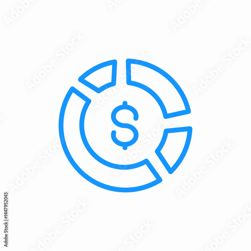 money pie chart icon sign vector
