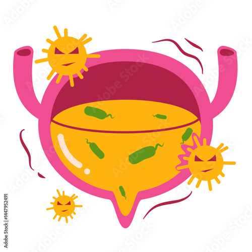 Bladder disease. Urinary tract infection illustration 