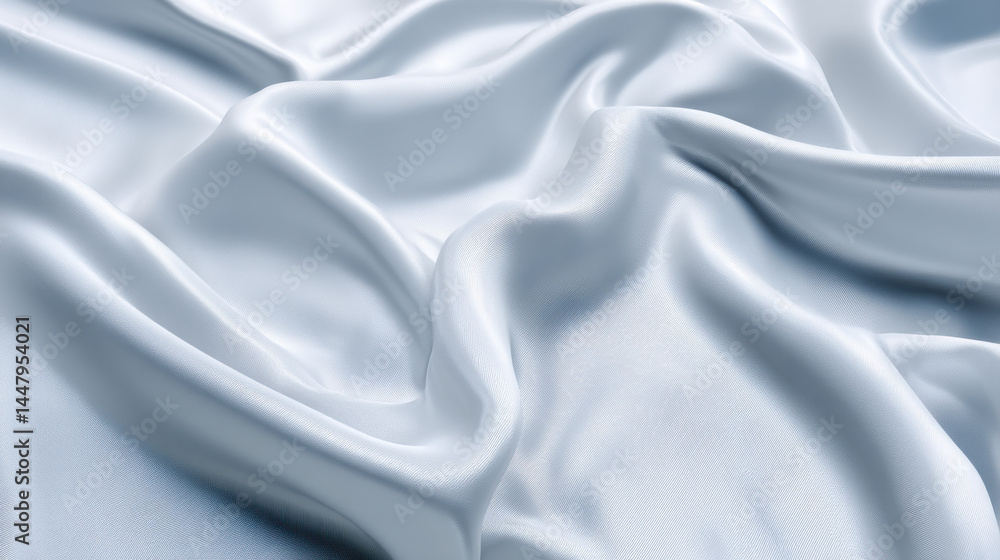 Fototapeta premium Abstract luxurious white silk fabric with soft folds creating a smooth, elegant texture perfect for backgrounds or designs conveying sophistication and beauty.