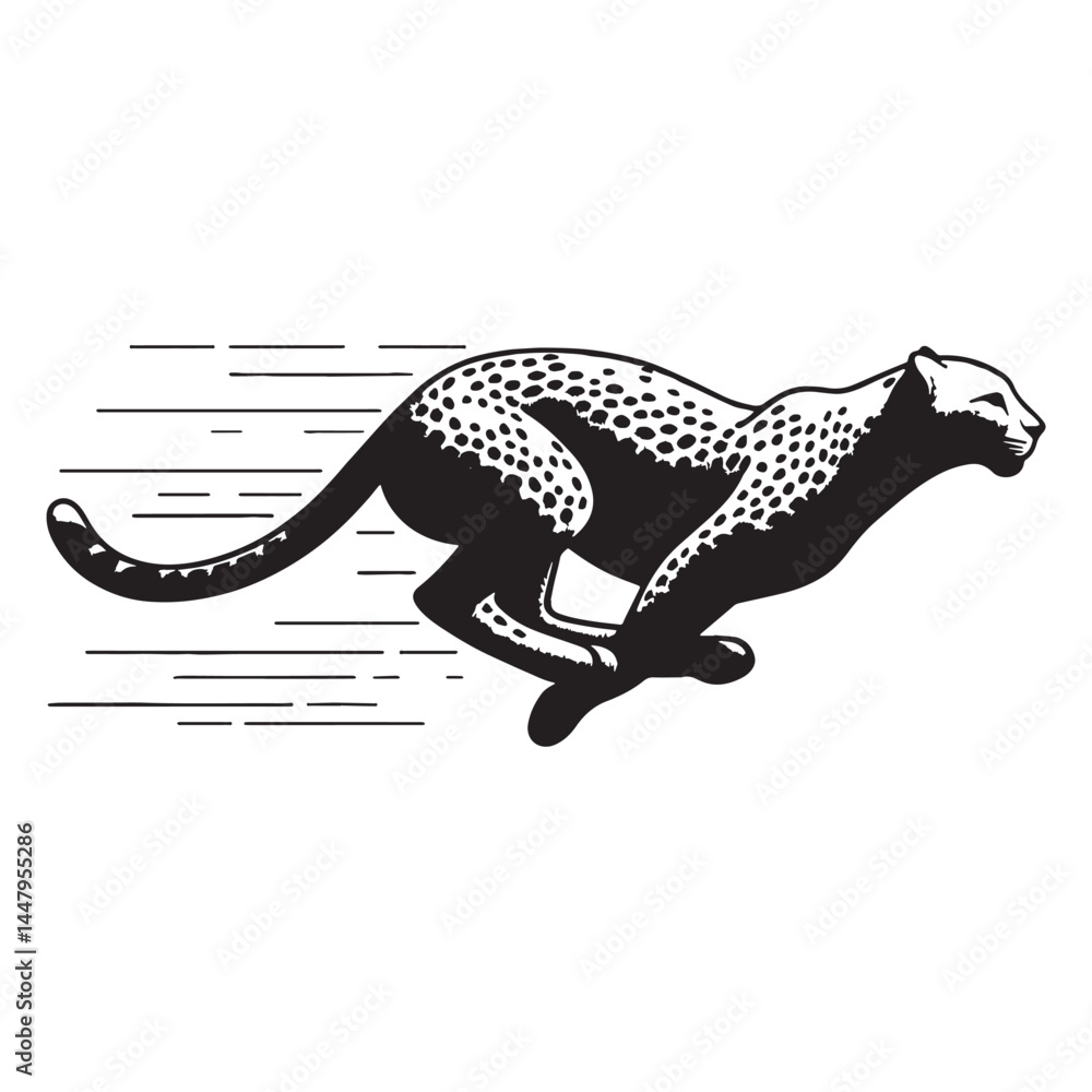 Fototapeta premium Minimalist running leopard silhouette vector for clean, professional use – leopard silhouette – leopard vector – leopard illustration – silhouette of leopard