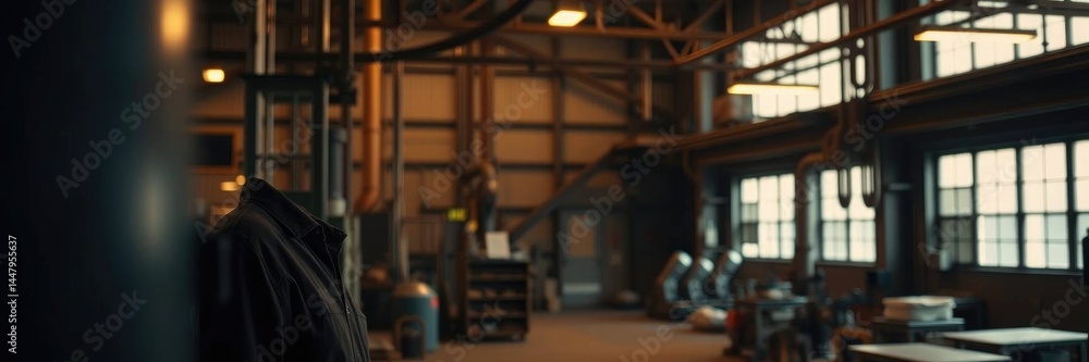 Fototapeta premium Industrial Interior: A Moody, Atmospheric Factory Scene