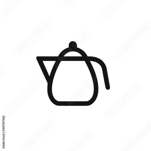 Minimalistic black-and-white line art illustration of coffee kettle icon