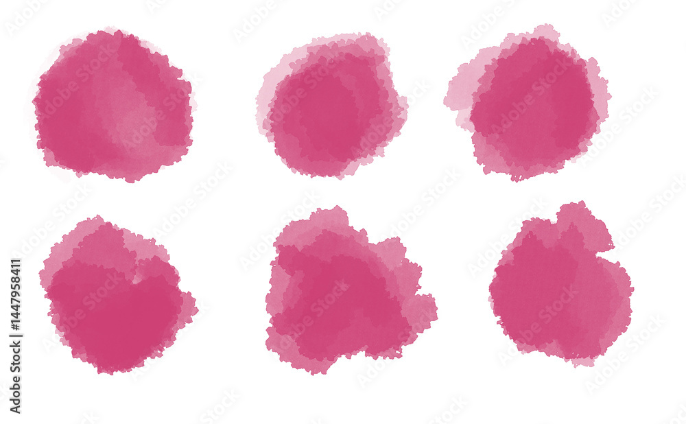 Set of different pink watercolor looking splotches, blobs Set of different pink watercolor looking splotches, blobs