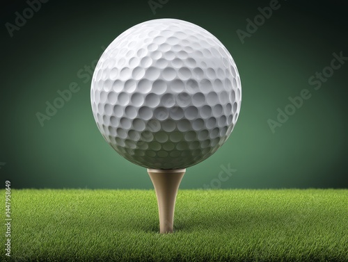 A golf ball rests on a tee, ready for a long drive Clean, sharp image suitable for diverse applications - spring championship golf nature recreation