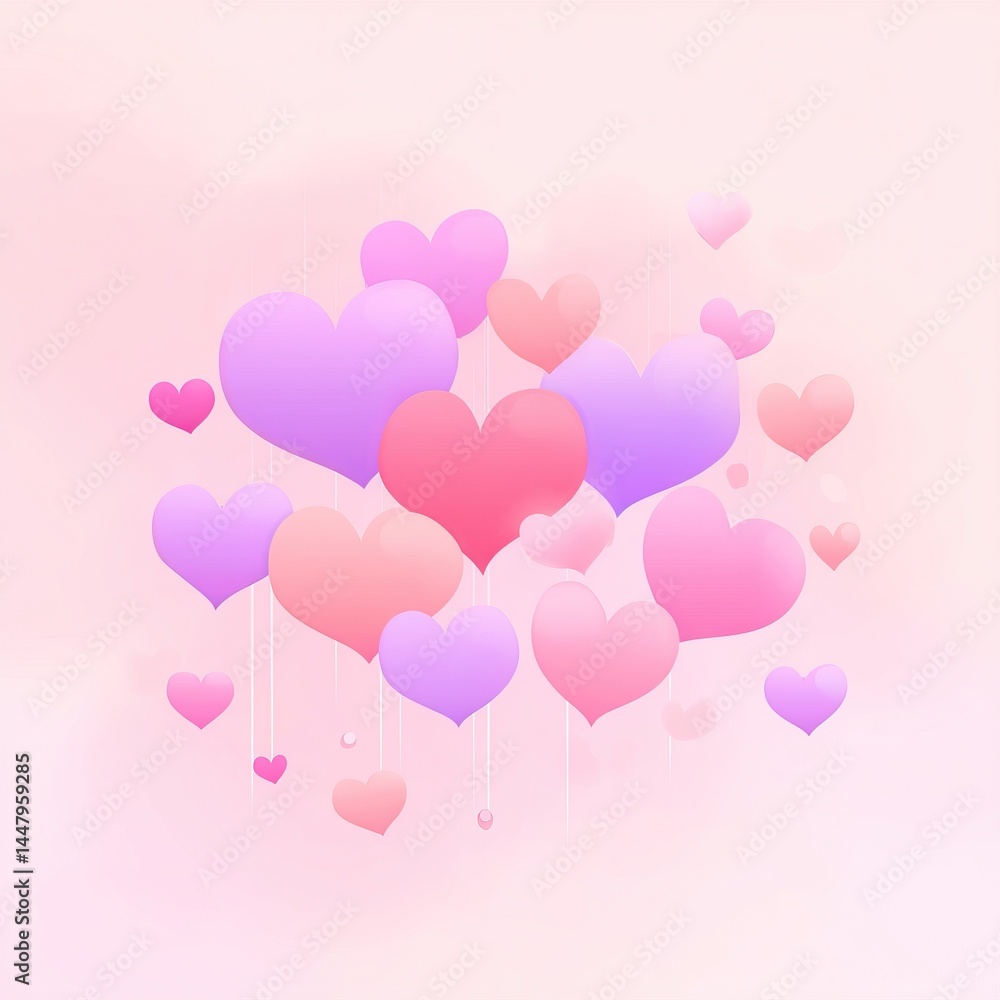 Delicate, pastel hearts cluster in a soft, romantic display. Delicate, pastel hearts cluster in a soft, romantic display.