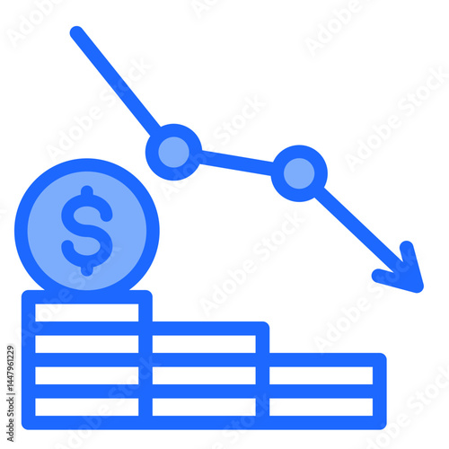 Profit Decline  Icon Element For Design	