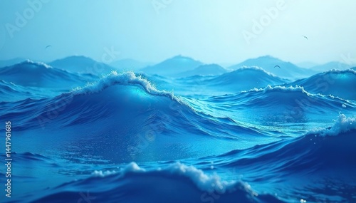 Wallpaper Mural Abstract ocean wave pattern, calming blue hues, interior, line Torontodigital.ca